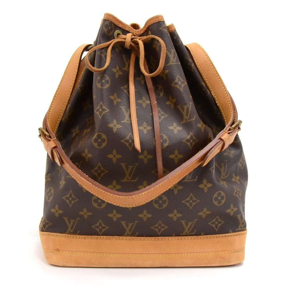 LOUIS VUITTON Large Noe Monogram Canvas Shoulder Bag Brown