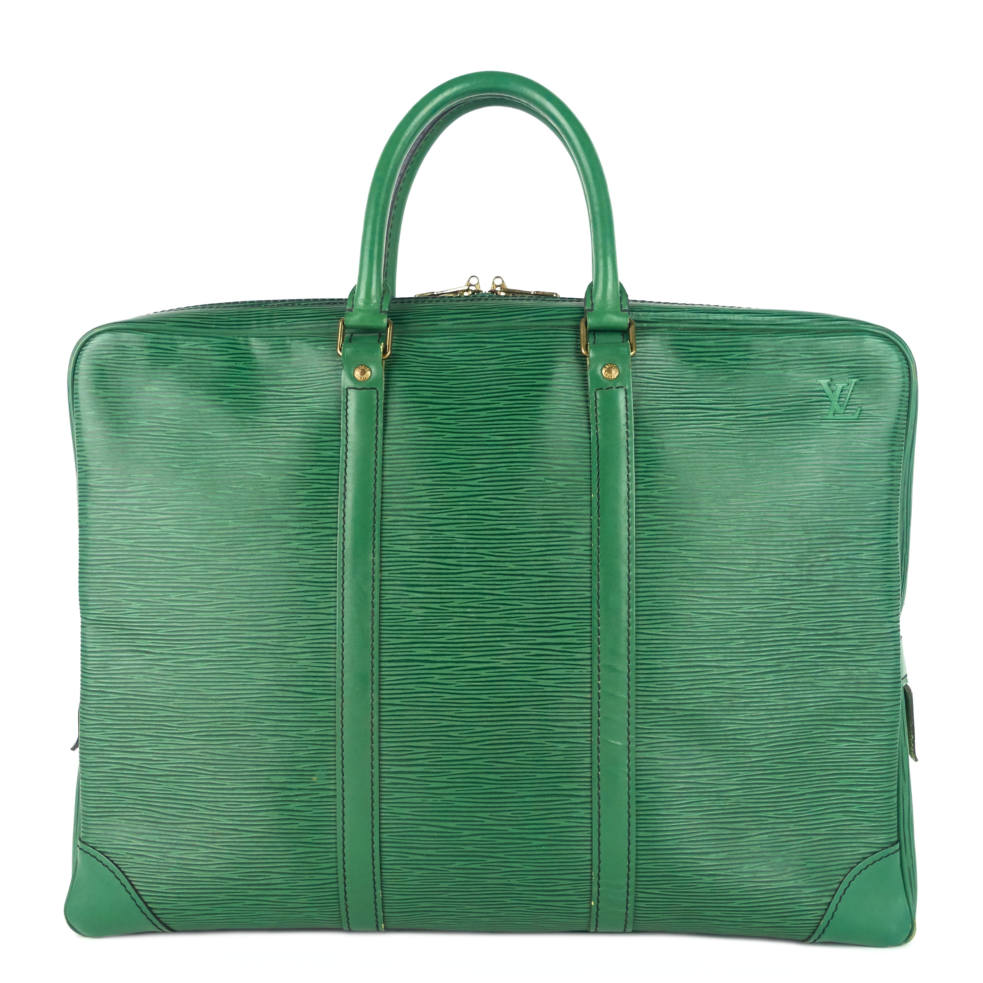 Porte documents voyage leather bag Louis Vuitton Green in Leather - 37287516