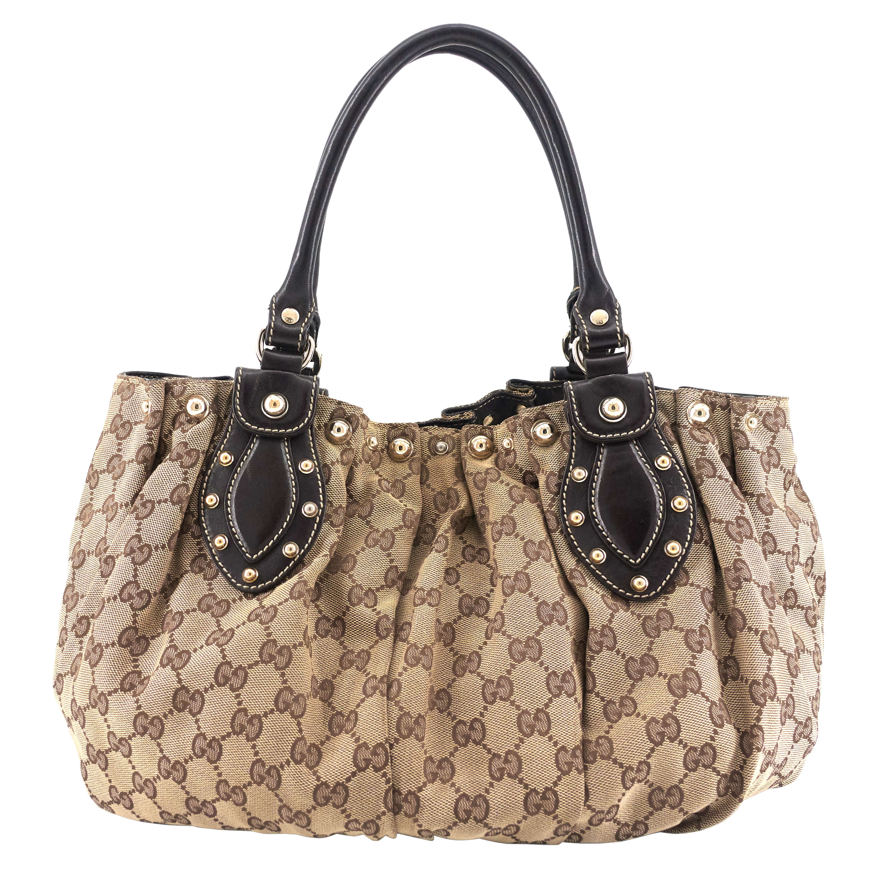 Pelham Medium Monogram Canvas Studded Hobo Bag Poshbag Boutique