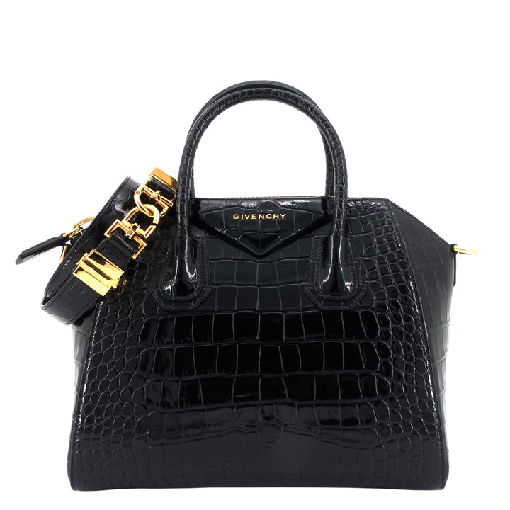 Antigona Small Crocodile Embossed Leather Bag