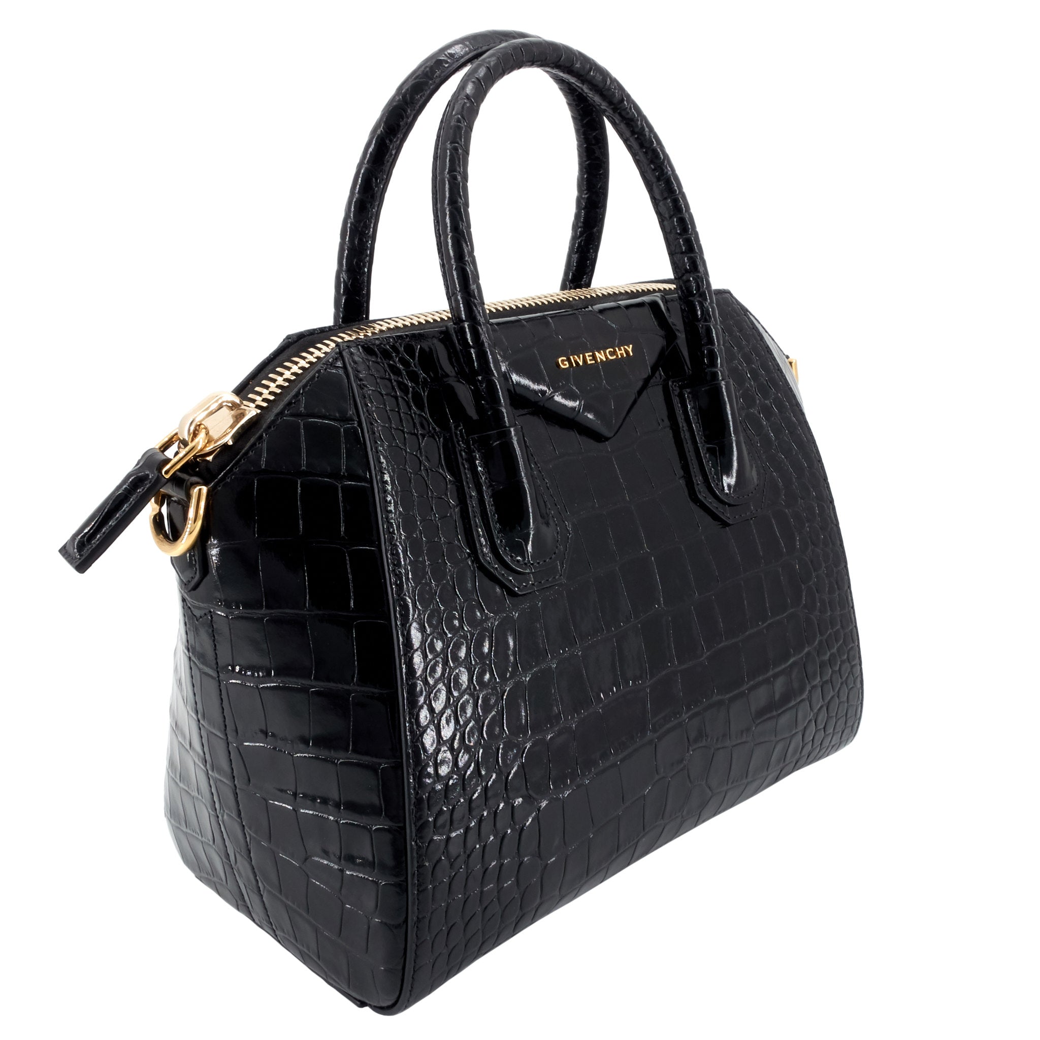 Antigona Small Crocodile Embossed Leather Bag Poshbag Boutique