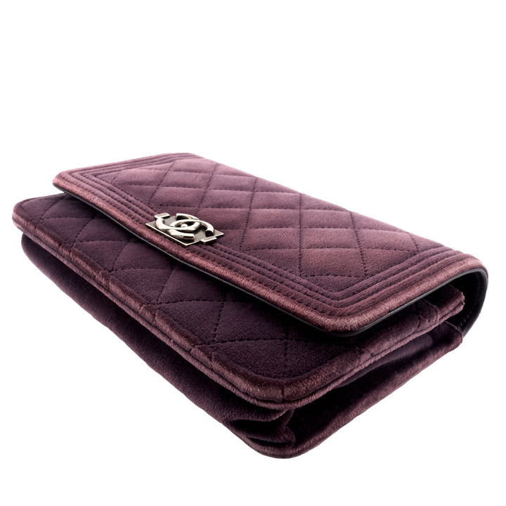 Boy Quilted Velvet Wallet on Chain Bag