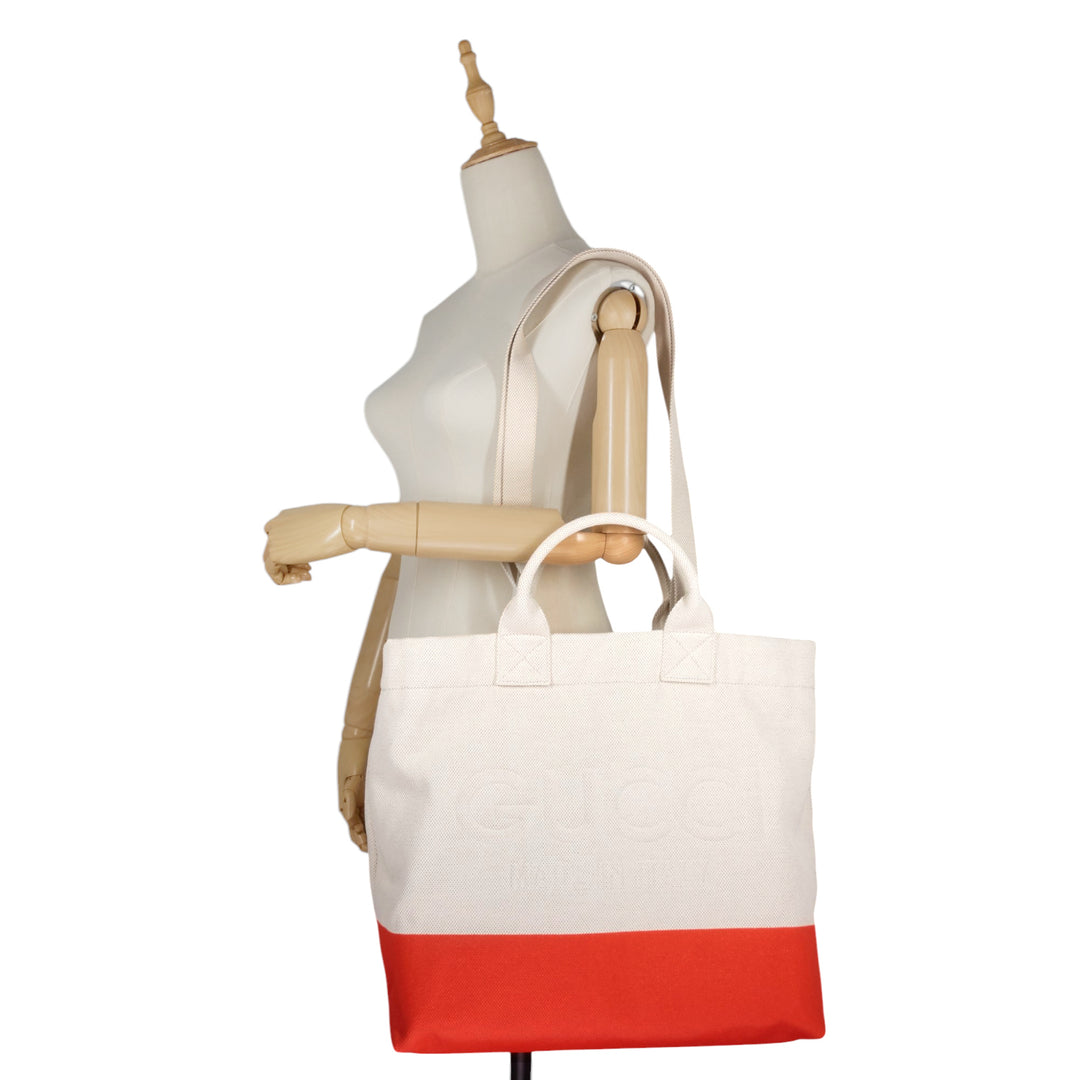 Embossed Detail Canvas Tote Bag