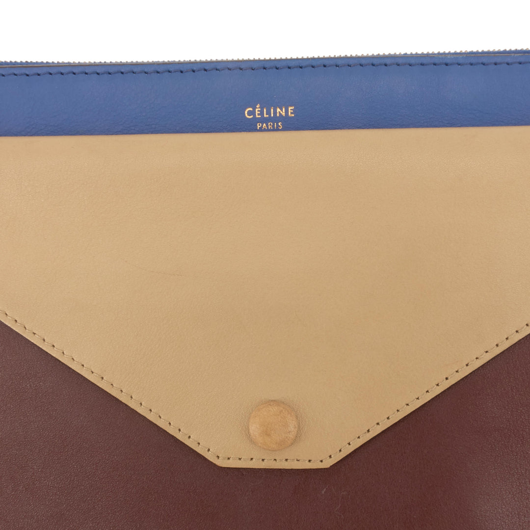 Tri-Colour Leather Pocket Flap Crossbody Bag