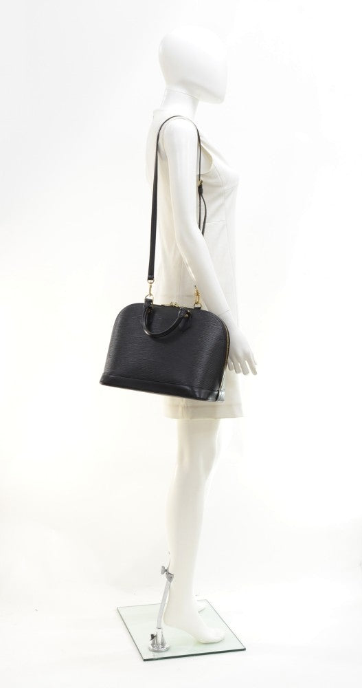 Alma PM Black Epi Leather with Shoulder Strap – Poshbag Boutique