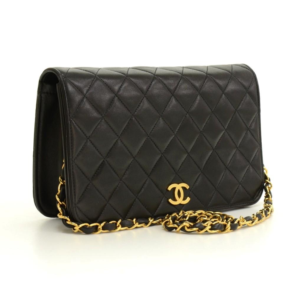 quilted lambskin leather shoulder bag