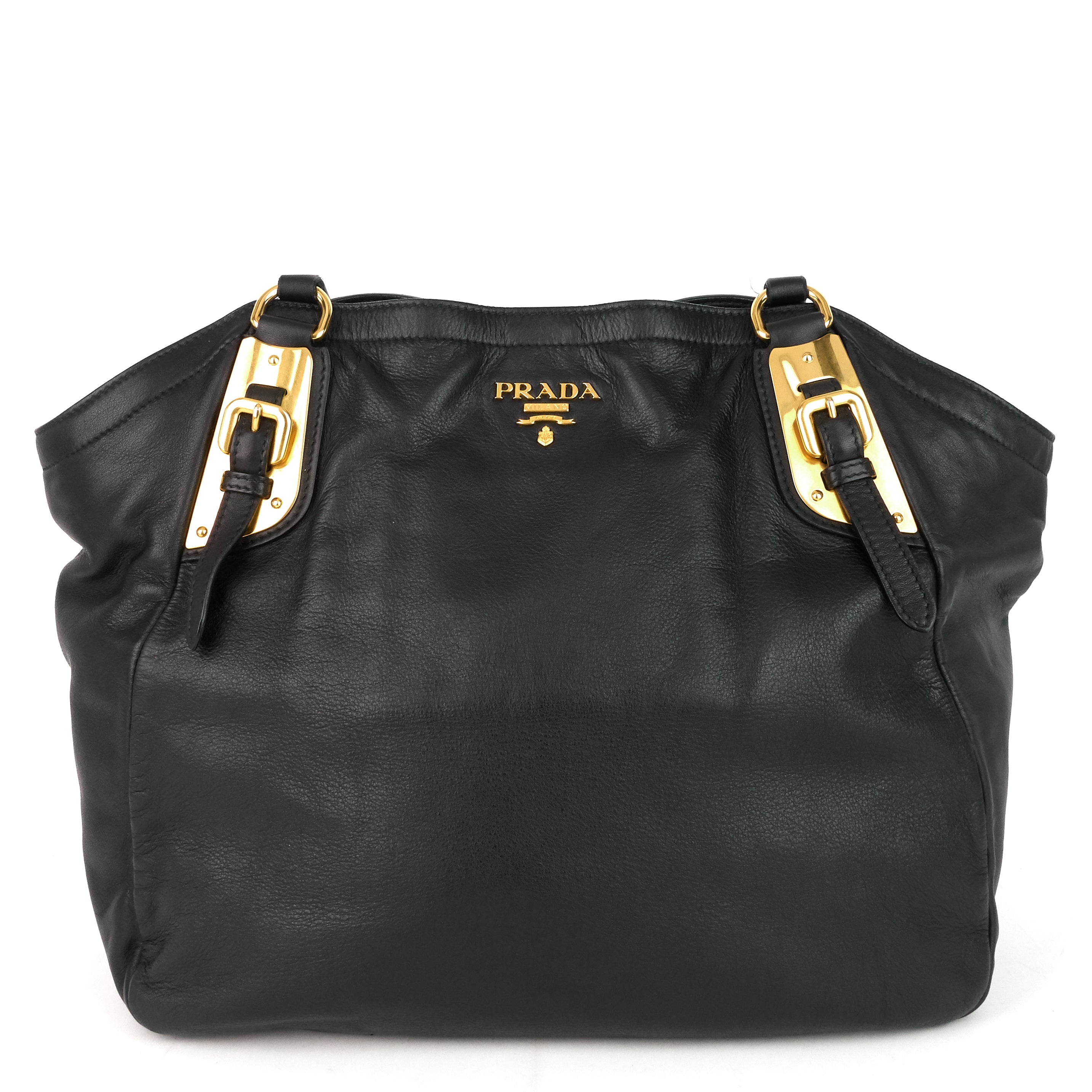 Pre Owned Prada Convertible Bucket Soft Calf Leather Bag Poshbag