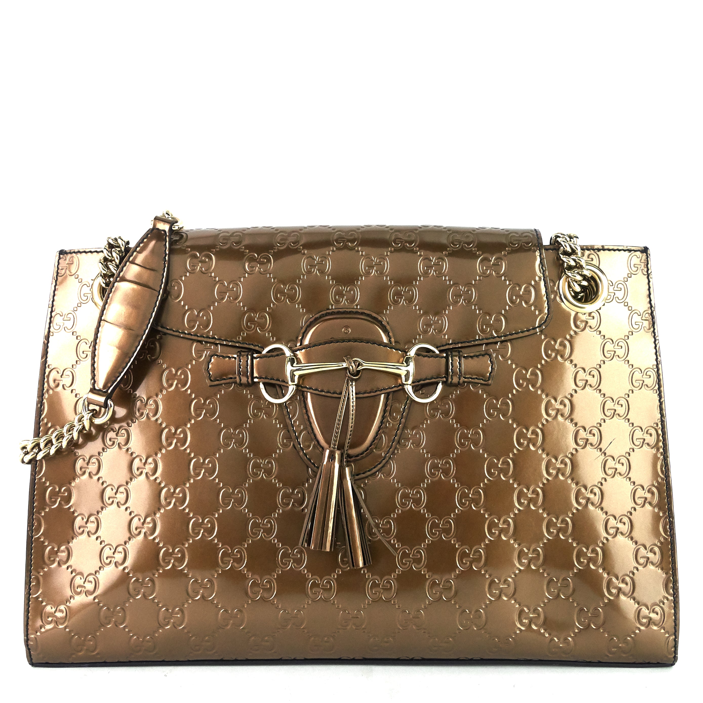 Gucci Emily Large Guccissima Patent Leather Bag Poshbag Boutique