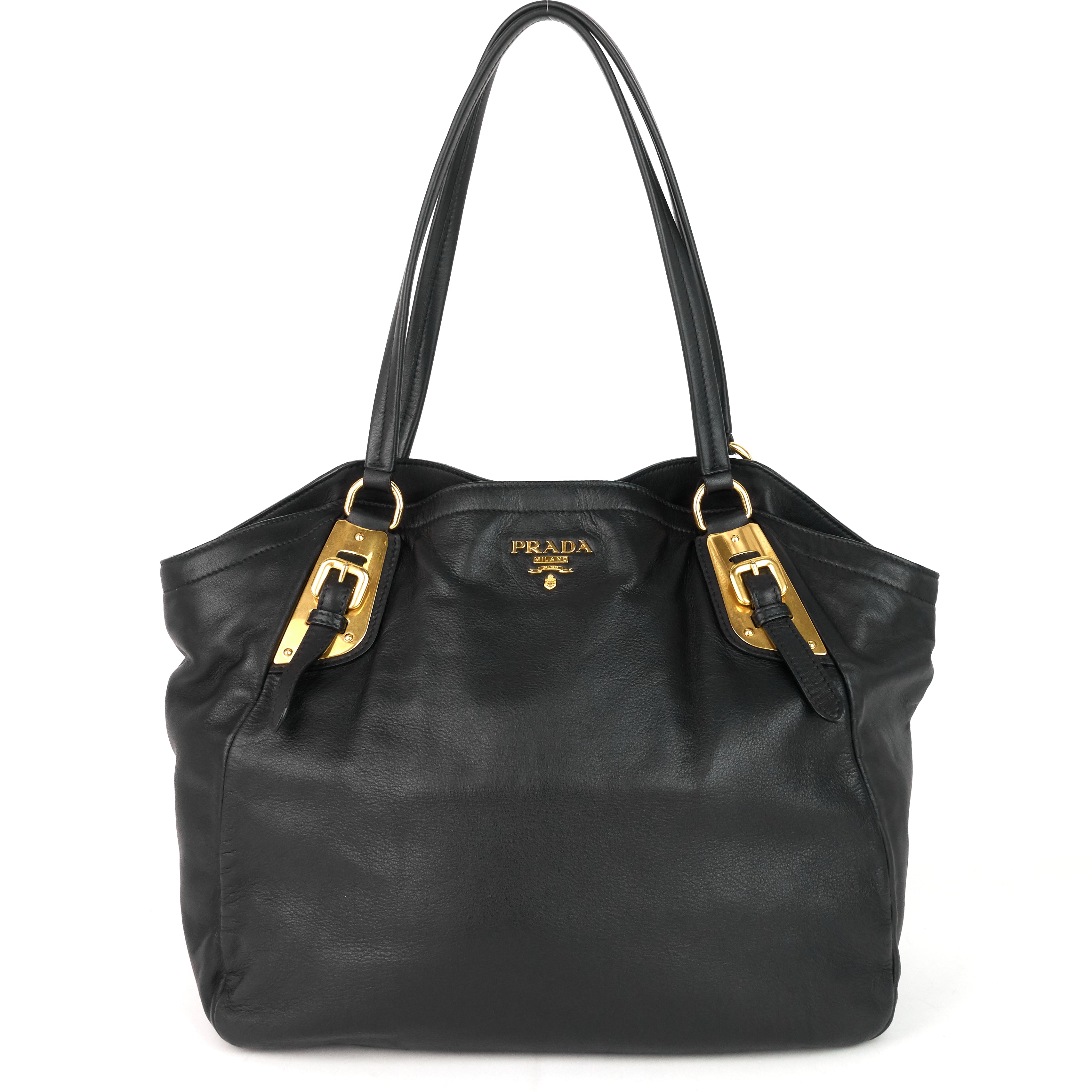 Pre Owned Prada Convertible Bucket Soft Calf Leather Bag Poshbag