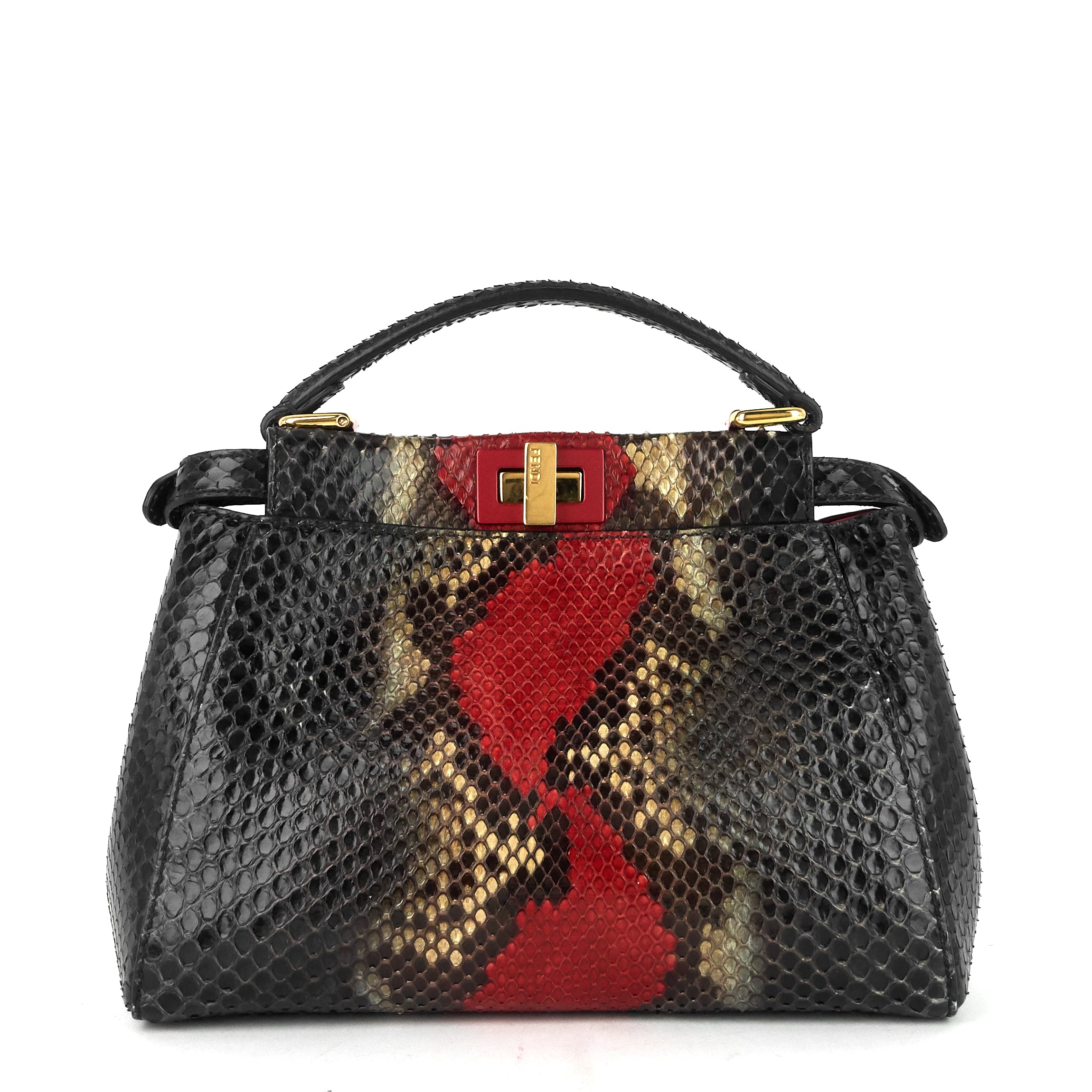 Peekaboo Mini Snakeskin Handbag with Strap