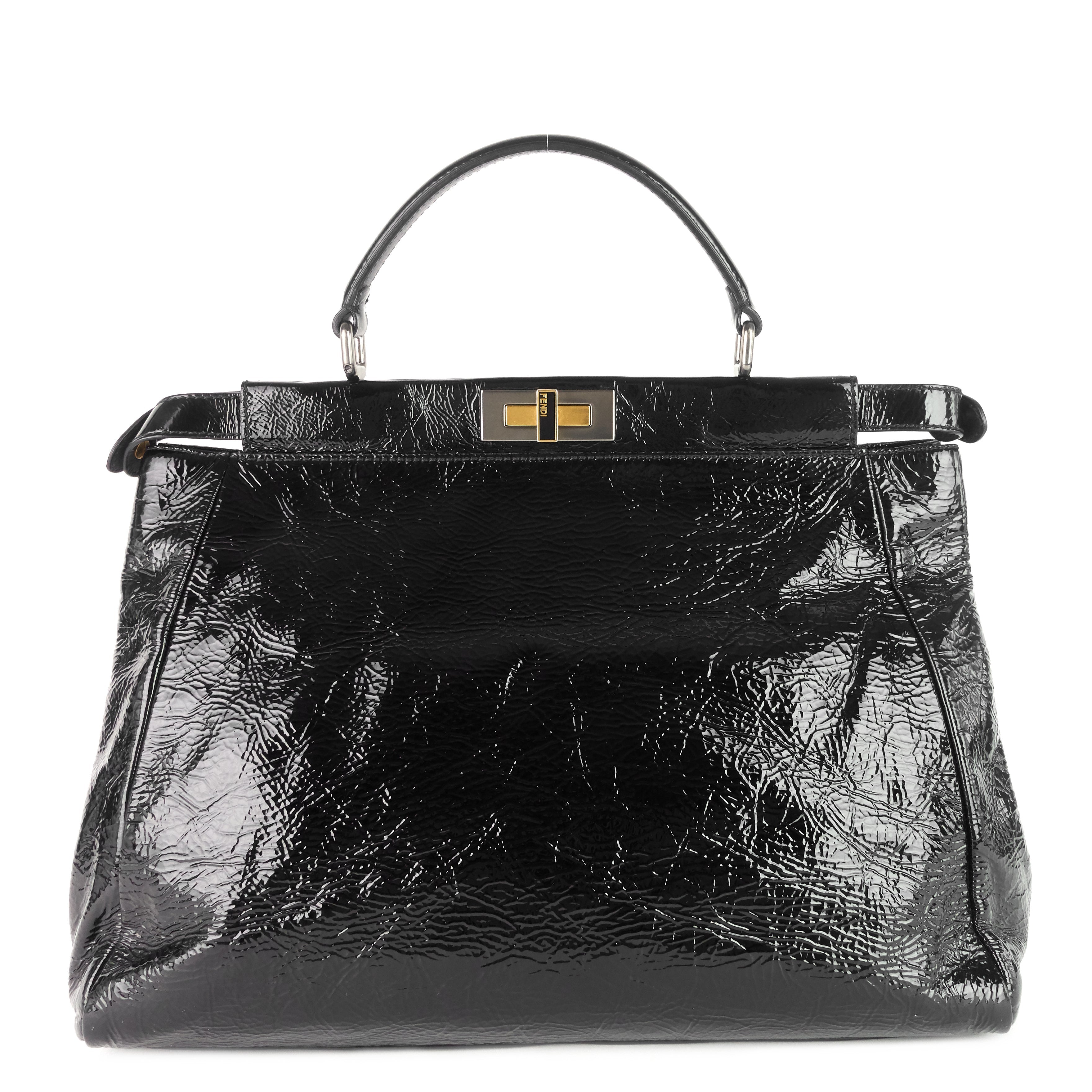 Peekaboo Large Crinkled Patent Leather Bag Poshbag Boutique