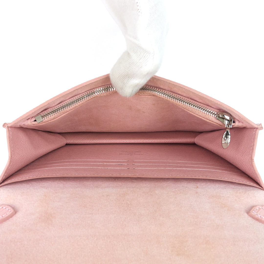 $6345 Louis Vuitton Twist Medium Epi Leather Rose color bag and Wallet set