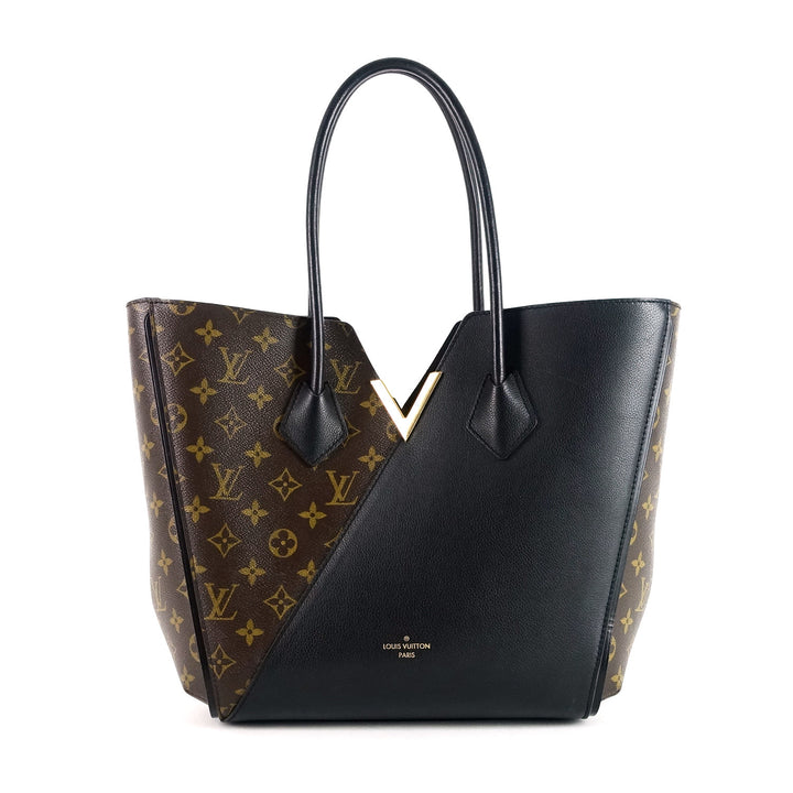 kimono monogram canvas and calfskin leather tote bag